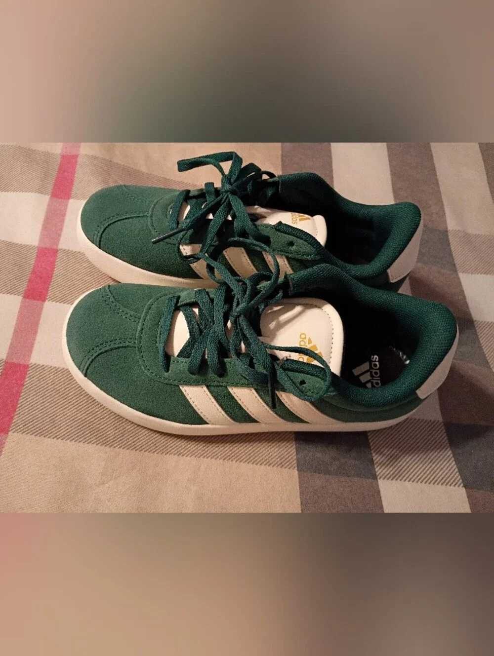 Adidas VL Court 3.0 Trainers, Green Suede Size 2 Kids